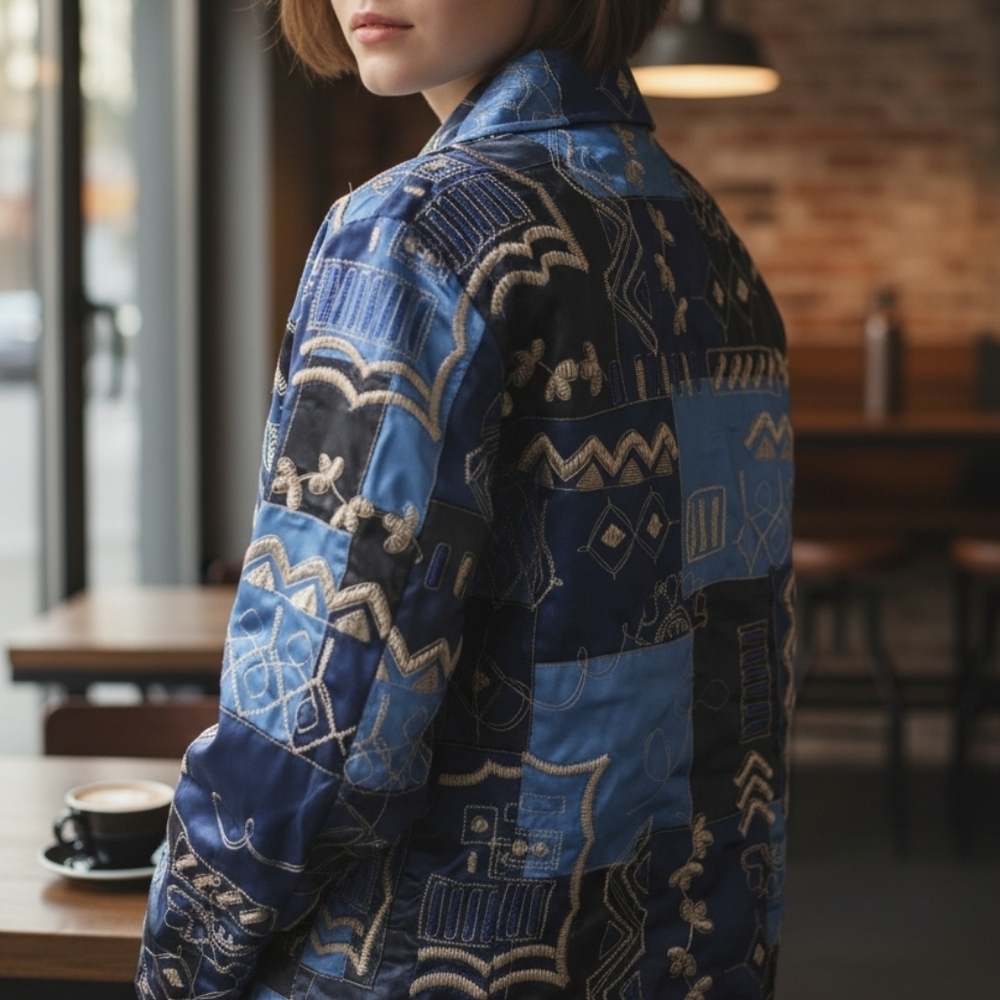 French Laundry Satin Embroidered Patchwork Jacket - image 2